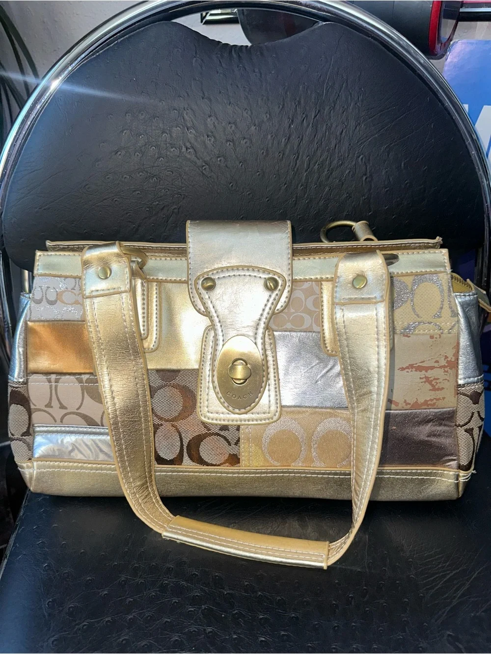 Vintage Coach Gold Patchwork Shoulder Bag